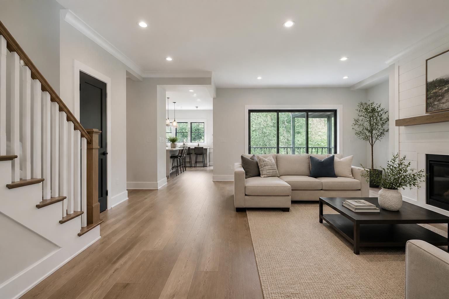 Finished interior renovation with updated flooring and fresh trim