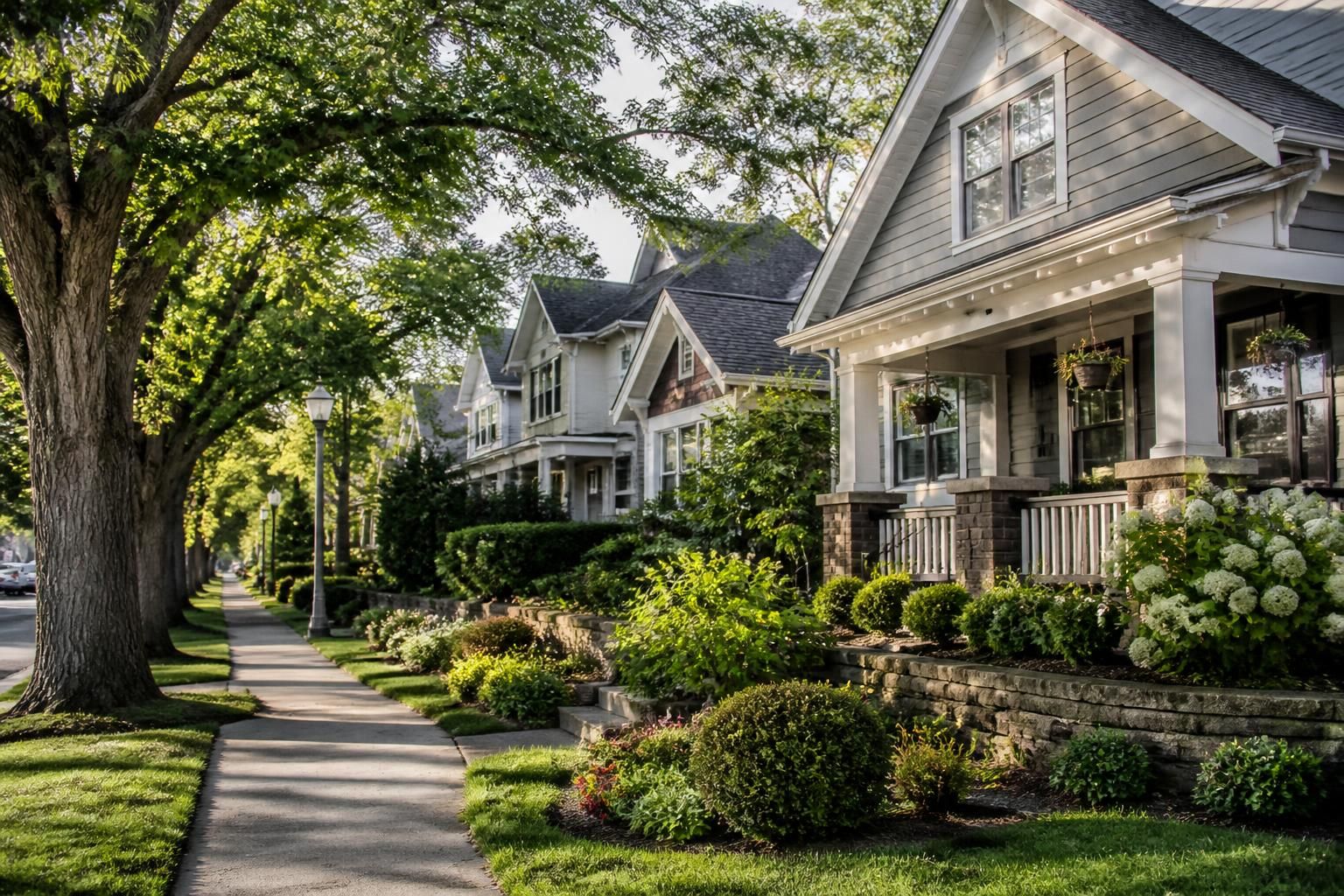 Attractive Knoxville neighborhood with homes and mature trees