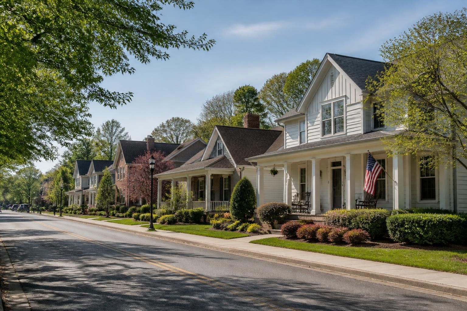 Peaceful small-town street with neat homes in Loudon