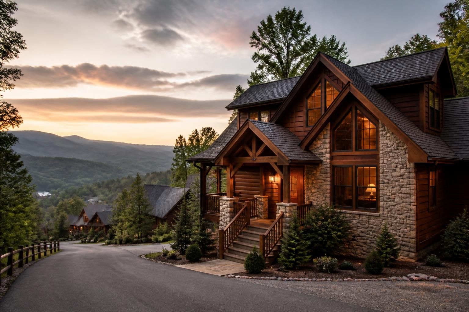 Scenic residential homes with a warm mountain-town feel in Sevierville